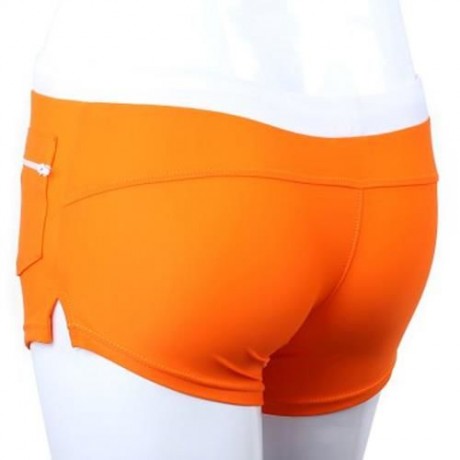 NYLON MALE SKIN COMPRESSION SWIMWEAR SWIM TRUNKS FOR SWIMMING (ORANGE RED)