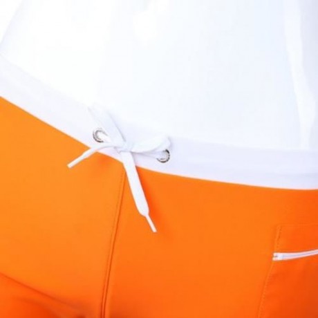 NYLON MALE SKIN COMPRESSION SWIMWEAR SWIM TRUNKS FOR SWIMMING (ORANGE RED)