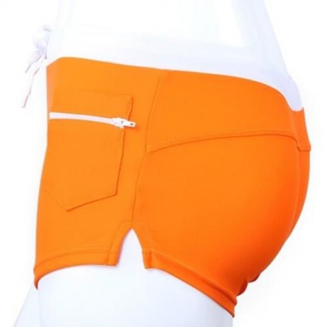 NYLON MALE SKIN COMPRESSION SWIMWEAR SWIM TRUNKS FOR SWIMMING (ORANGE RED)