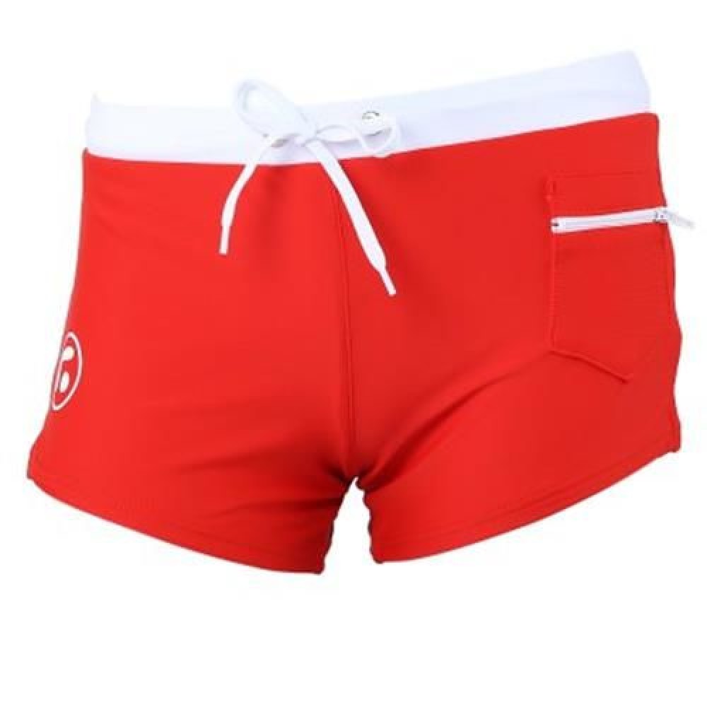 NYLON MALE SKIN COMPRESSION SWIMWEAR SWIM TRUNKS FOR SWIMMING (RED)