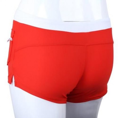 NYLON MALE SKIN COMPRESSION SWIMWEAR SWIM TRUNKS FOR SWIMMING (RED)