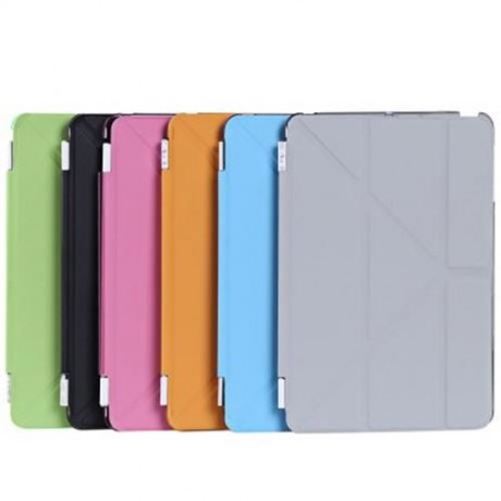ULTRA SLIM REMOVABLE PU LEATHER PC BACK COVER SMART SLEEP MULTI-FOLDING STAND FOR IPAD MIN