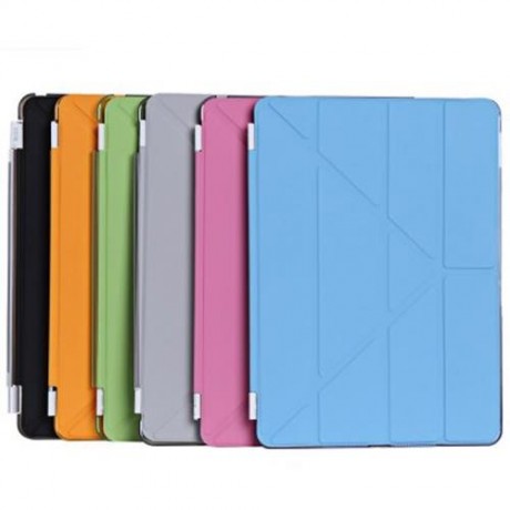 ULTRA SLIM REMOVABLE PU LEATHER PC BACK COVER SMART SLEEP MULTI-FOLDING STAND FOR IPAD AIR