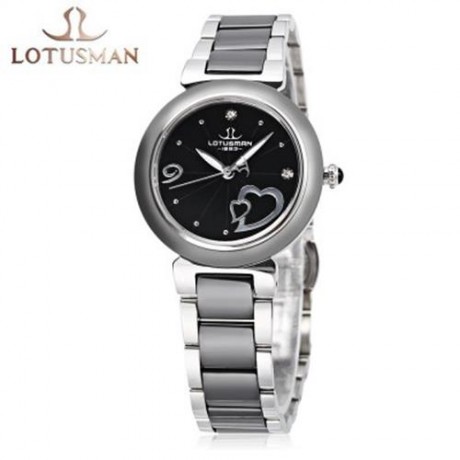 LOTUSMAN DL901TWA WOMEN QUARTZ WATCH WATER RESISTANCE ARTIFICIAL DIAMOND HEART PATTERN DIA