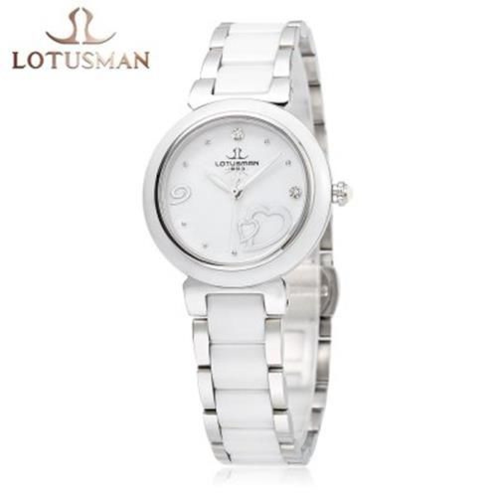 LOTUSMAN DL901TWA WOMEN QUARTZ WATCH WATER RESISTANCE ARTIFICIAL DIAMOND HEART PATTERN DIA