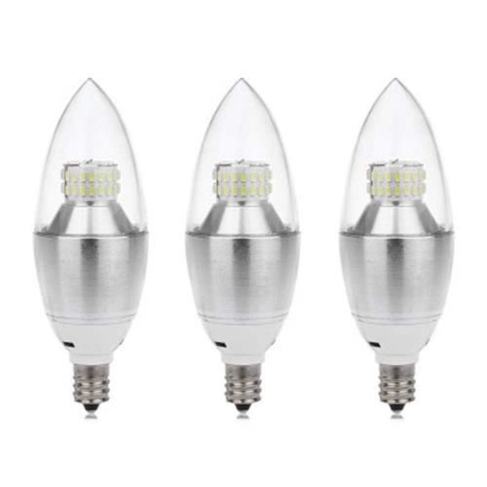 3PCS E12 110V 6W SMD 3014 LED CANDLE LIGHT (COOL WHITE LIGHT)