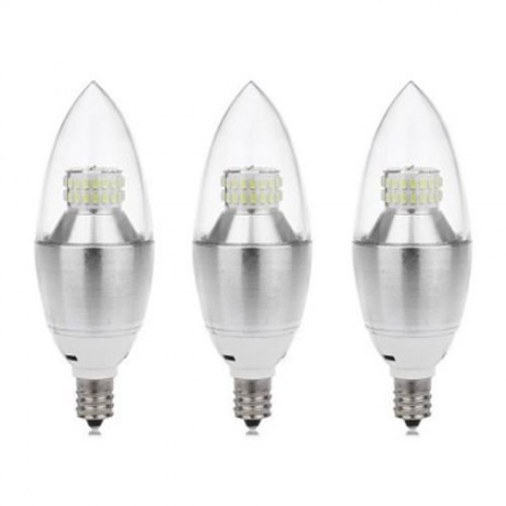 3PCS E12 110V 6W SMD 3014 LED CANDLE LIGHT (COOL WHITE LIGHT)