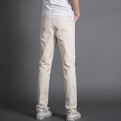 OVERSIZE SOLID COLOR ZIPPER DESIGN MEN CASUAL PANTS (OFF-WHITE)