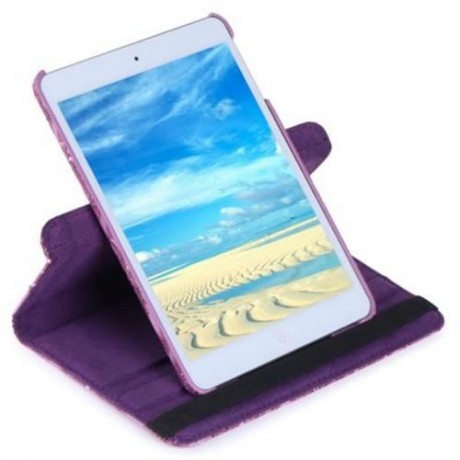 360 DEGREE ROTATING GRAPE GRAIN PATTERN PU LEATHER STAND FLIP FOLIO CASE FOR IPAD MINI 1 /