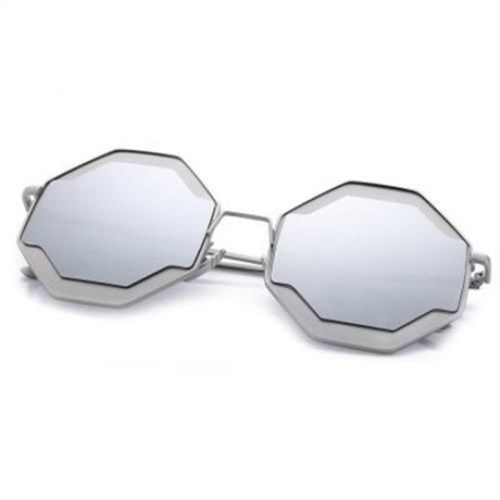 COLOR COATED POLYGON FRAME CHARACTER LADIES SUNGLASSES (#6)