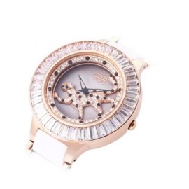 PRINCESS BUTTERFLY HL593 WOMEN QUARTZ WATCH REVOLVING ARTIFICIAL RHINESTONE LEOPARD DIAL C