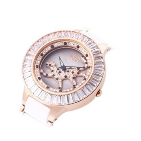 PRINCESS BUTTERFLY HL593 WOMEN QUARTZ WATCH REVOLVING ARTIFICIAL RHINESTONE LEOPARD DIAL C