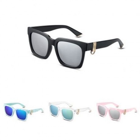 STYLISH FEMALE COLOR COATED SQUARE FRAME UV PROTECTION SUNGLASSES (#2)