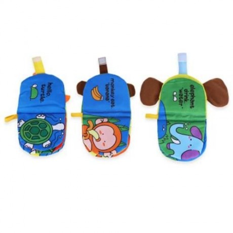 BABY CLOTH BOOK HAND BELL RATTLE EDUCATIONAL TOY (COLORMIX)
