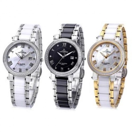 LOTUSMAN DL890TXA WOMEN QUARTZ WATCH CALENDAR ARTIFICIAL DIAMOND DIAL ROMAN NUMERALS DISPL