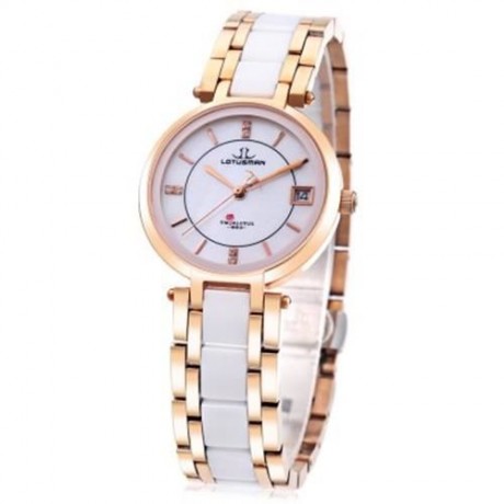 LOTUSMAN DL869TWA WOMEN QUARTZ WATCH 3ATM DATE DISPLAY ARTIFICIAL DIAMOND DIAL WRISTWATCH 