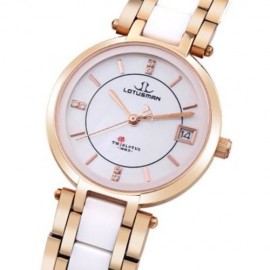 LOTUSMAN DL869TWA WOMEN QUARTZ WATCH 3ATM DATE DISPLAY ARTIFICIAL DIAMOND DIAL WRISTWATCH 