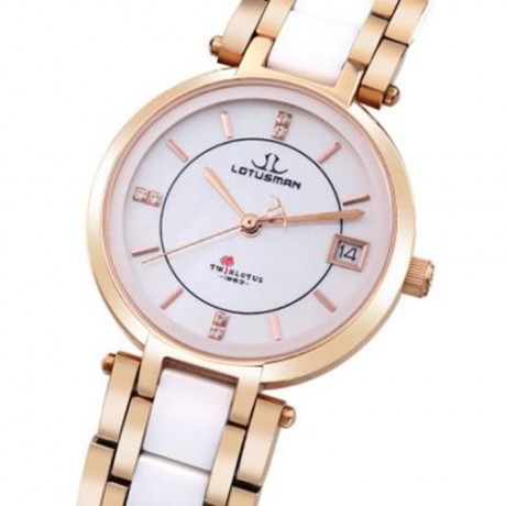 LOTUSMAN DL869TWA WOMEN QUARTZ WATCH 3ATM DATE DISPLAY ARTIFICIAL DIAMOND DIAL WRISTWATCH 