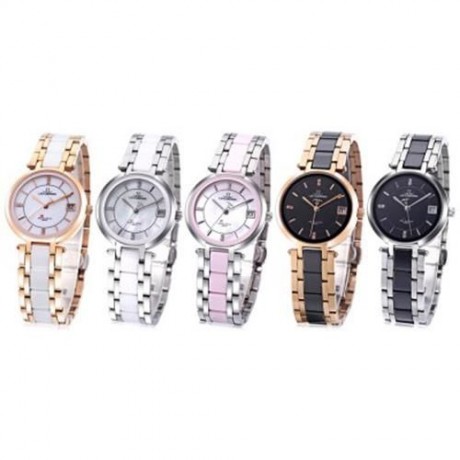 LOTUSMAN DL869TWA WOMEN QUARTZ WATCH 3ATM DATE DISPLAY ARTIFICIAL DIAMOND DIAL WRISTWATCH 
