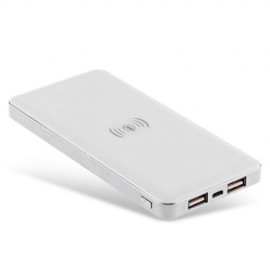 UNIVERSAL QI WIRELESS CHARGING PAD PORTABLE 10000MAH POWER BANK SMOOTH COVER DUAL USB PORT