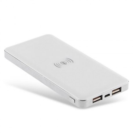 UNIVERSAL QI WIRELESS CHARGING PAD PORTABLE 10000MAH POWER BANK SMOOTH COVER DUAL USB PORT