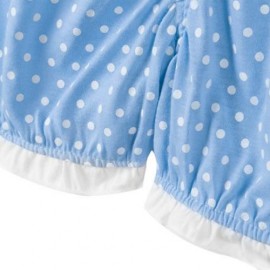 2PCS CUTE BABIES COTTON ROUND NECK TOPS POLKA DOT SHORTS (LIGHT BLUE)
