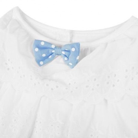 2PCS CUTE BABIES COTTON ROUND NECK TOPS POLKA DOT SHORTS (LIGHT BLUE)