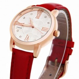 WWOOR 8803 FEMALE QUARTZ WATCH LUMINOUS POINTER 30M WATER RESISTANCE GENUINE LEATHER BAND 