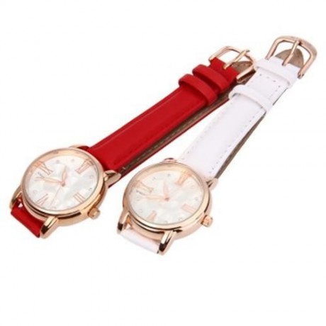 WWOOR 8803 FEMALE QUARTZ WATCH LUMINOUS POINTER 30M WATER RESISTANCE GENUINE LEATHER BAND 