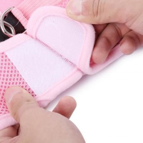 TAILUP PET DOG SOFT MESH WALKING COLLAR STRAP VEST APPAREL (PINK)