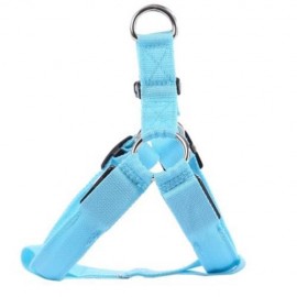 LEDS PET DOG CAT SAFETY COLLAR GLOW FLASH LIGHT BELT LEASH TETHER ROPE (BLUE)