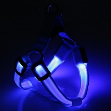 LEDS PET DOG CAT SAFETY COLLAR GLOW FLASH LIGHT BELT LEASH TETHER ROPE (BLUE)