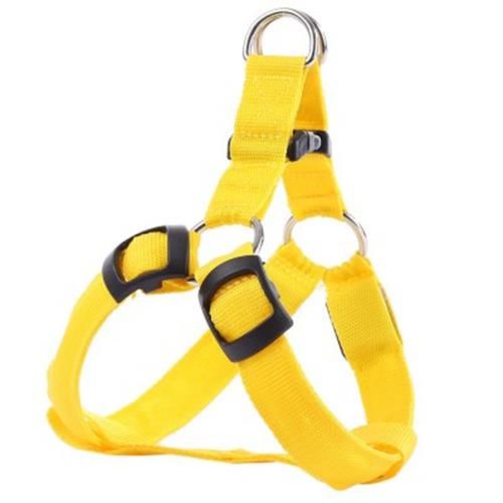 LEDS PET DOG CAT SAFETY COLLAR GLOW FLASH LIGHT BELT LEASH TETHER ROPE (YELLOW)