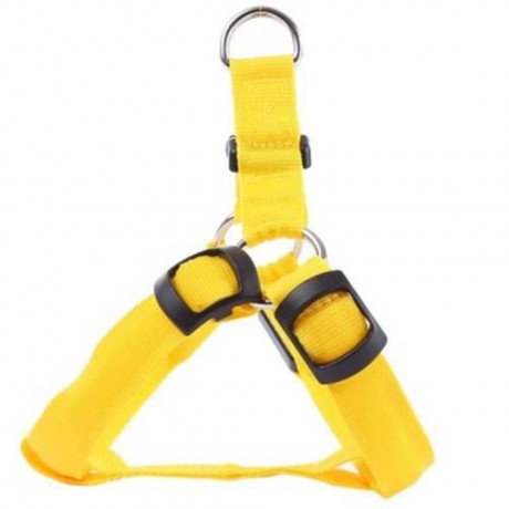 LEDS PET DOG CAT SAFETY COLLAR GLOW FLASH LIGHT BELT LEASH TETHER ROPE (YELLOW)