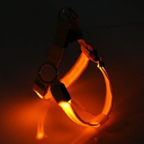 LEDS PET DOG CAT SAFETY COLLAR GLOW FLASH LIGHT BELT LEASH TETHER ROPE (YELLOW)