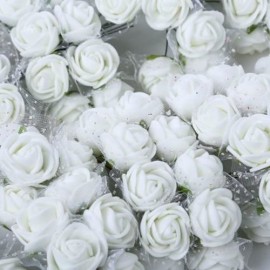 PE ROSE FOAM ARTIFICIAL SILK FLOWERS BOUQUET WEDDING DECORATION WREATHS (CRYSTAL CREAM)