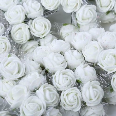 PE ROSE FOAM ARTIFICIAL SILK FLOWERS BOUQUET WEDDING DECORATION WREATHS (CRYSTAL CREAM)