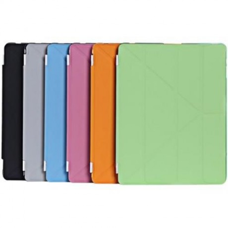 ULTRA SLIM REMOVABLE PU LEATHER PC BACK COVER SMART SLEEP MULTI-FOLDING STAND FOR IPAD 2 /