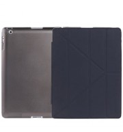ULTRA SLIM REMOVABLE PU LEATHER PC BACK COVER SMART SLEEP MULTI-FOLDING STAND FOR IPAD 2 /