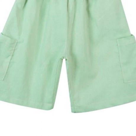 2PCS BOYS THREE-QUARTER SLEEVE LAPEL WESTERN-STYLE CLOTHES SUIT WITH BUTTON (LIGHT GREEN)