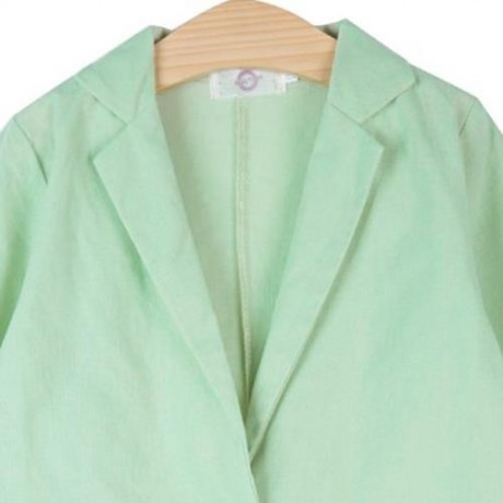 2PCS BOYS THREE-QUARTER SLEEVE LAPEL WESTERN-STYLE CLOTHES SUIT WITH BUTTON (LIGHT GREEN)
