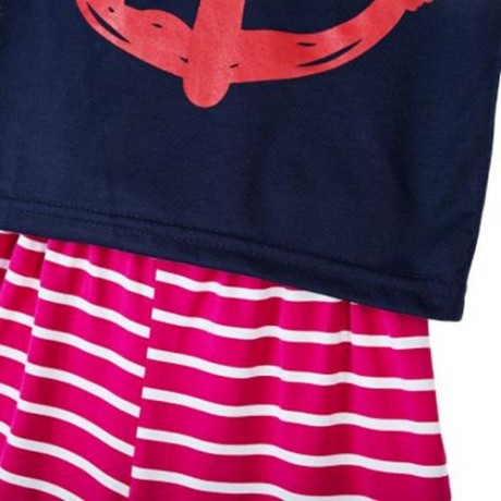2PCS BOYS CARTOON PRINTED SHORT SLEEVE ROUND NECK T-SHIRT SHORTS (PURPLISH BLUE)