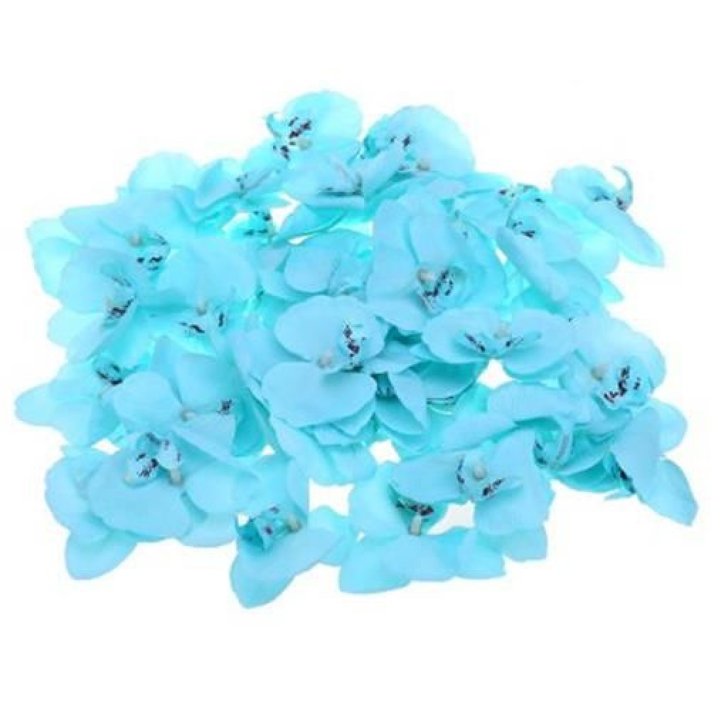 50PCS ARTIFICIAL BUTTERFLY ORCHID SILK FLOWERS CLOTHES HEADS PARTY DECORATION (LAKE BLUE) 50PCS ARTIFICIAL BUTTERFLY ORCHID SILK FLOWERS CLOTHES HEADS PARTY DECORATION (LAKE BLUE)