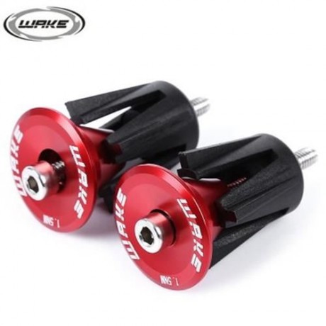 WAKE PAIRED MTB BICYCLE CNC ALUMINUM ALLOY HANDLEBAR PLUGS (RED)