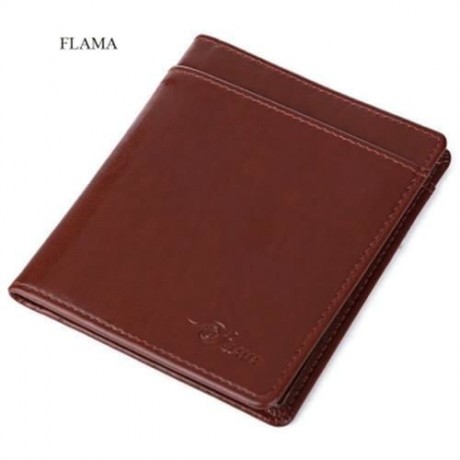 FLAMA SOLID COLOR COINING LETTER OPEN VERTICAL THIN WALLET FOR UNISEX (DEEP BROWN)