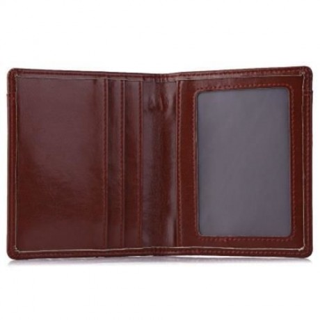 FLAMA SOLID COLOR COINING LETTER OPEN VERTICAL THIN WALLET FOR UNISEX (DEEP BROWN)