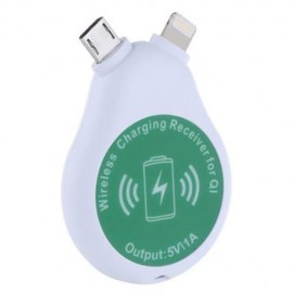 MINI QI WIRELESS CHARGING RECEIVER BUTTON SHAPE FOR IPHONE / ANDROID SMART PHONES (WHITE)