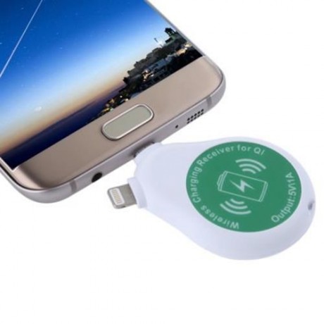 MINI QI WIRELESS CHARGING RECEIVER BUTTON SHAPE FOR IPHONE / ANDROID SMART PHONES (WHITE)