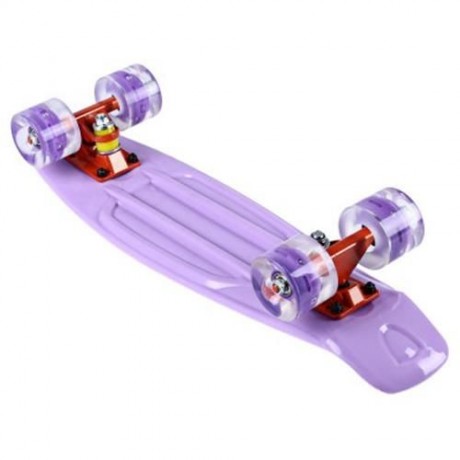 22 INCHES MINI CRUISER BANANA STYLE LONGBOARD PASTEL COLOR BOARD WITH LED FLASHING WHEELS 