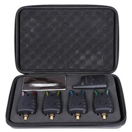 JY - 57 1 TO 4 WIRELESS FISHING ALARM SET BITE ALERTERS RECEIVER ANGLING TACKLE (BLACK)